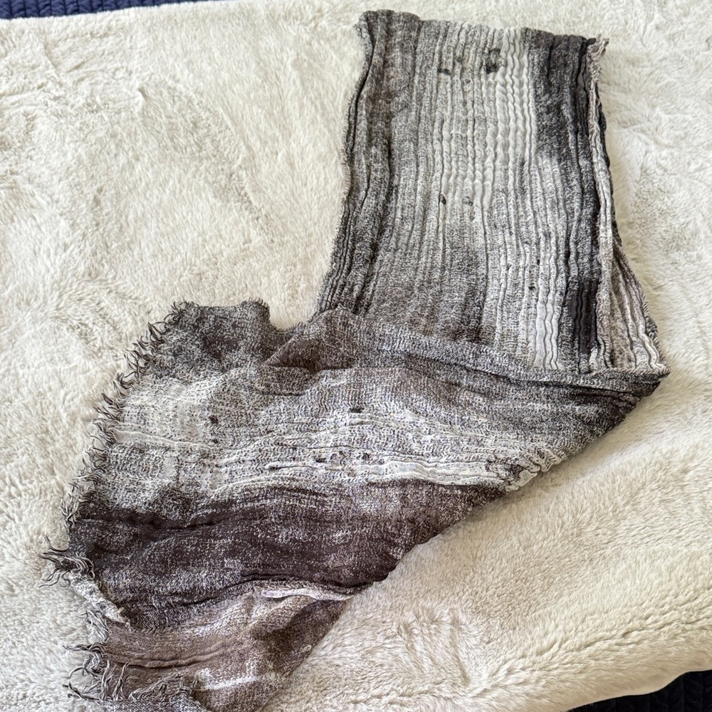 Textured Gray and Brown Scarf